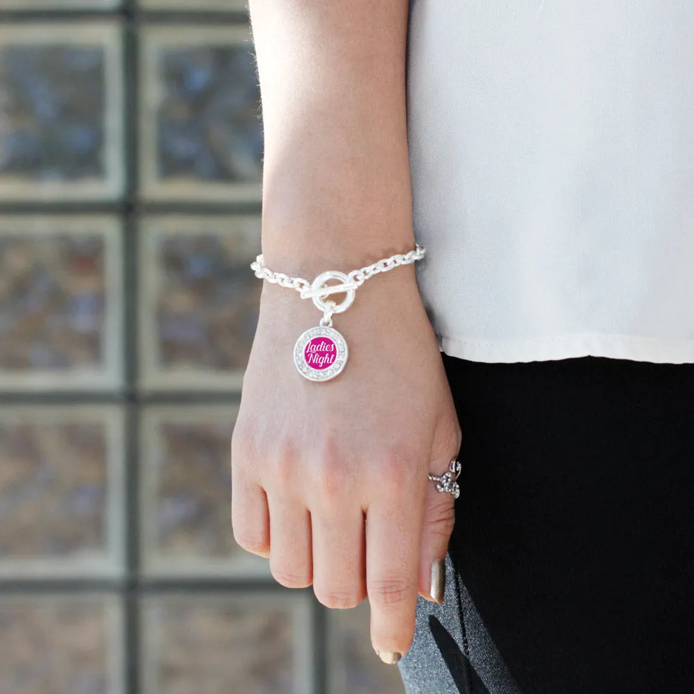 Silver Ladies Night Circle Charm Toggle Bracelet