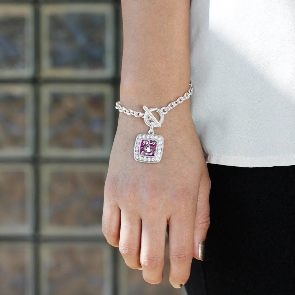 Silver Love To Garden Square Charm Toggle Bracelet