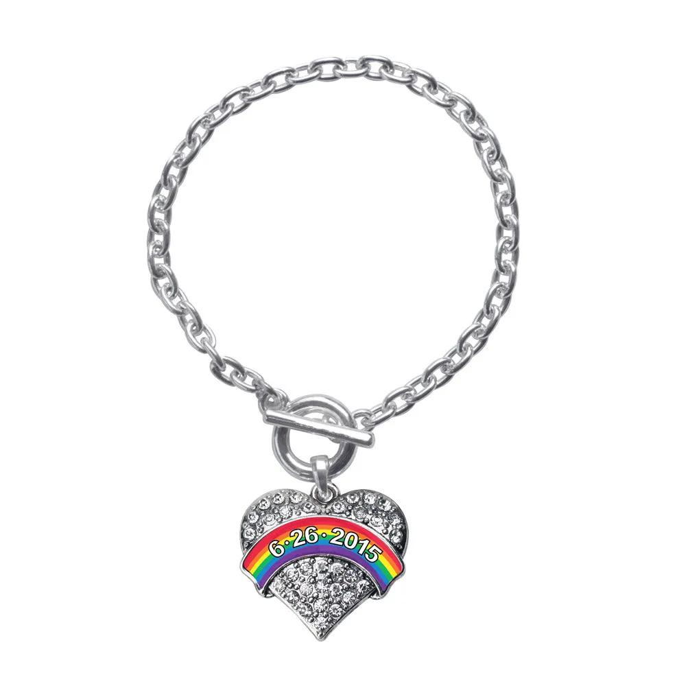 Silver Marriage Equality - 6.26.15 Pave Heart Charm Toggle Bracelet