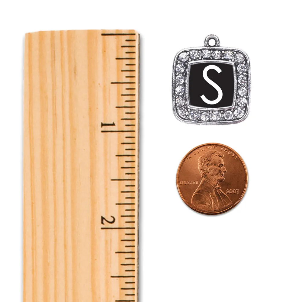 Silver My Initials - Letter S Square Charm Toggle Bracelet