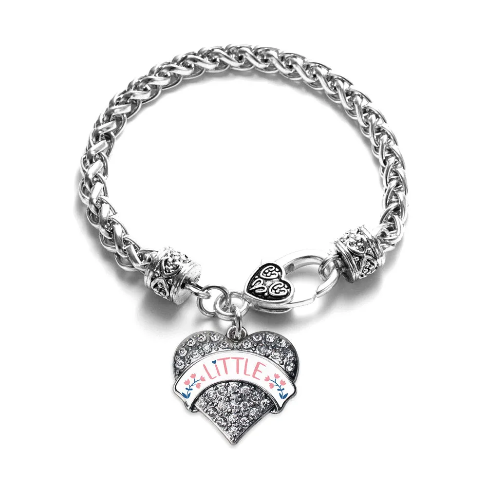 Silver Rose and Navy Blue Little Pave Heart Charm Braided Bracelet