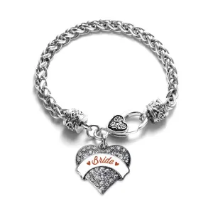Silver Rust Bride Pave Heart Charm Braided Bracelet