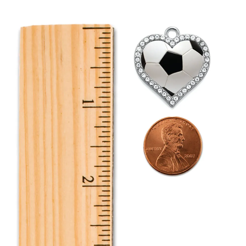 Silver Soccer Ball Open Heart Charm Toggle Bracelet