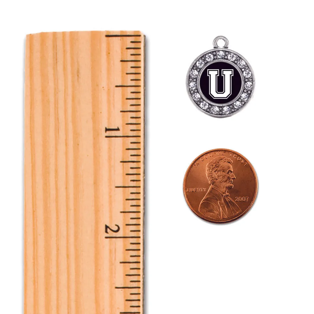 Silver Softball - Sports Initial U Circle Charm Toggle Bracelet