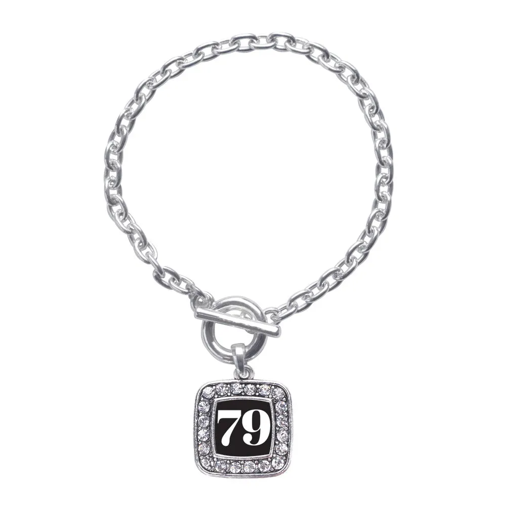 Silver Sport Number 79 Square Charm Toggle Bracelet