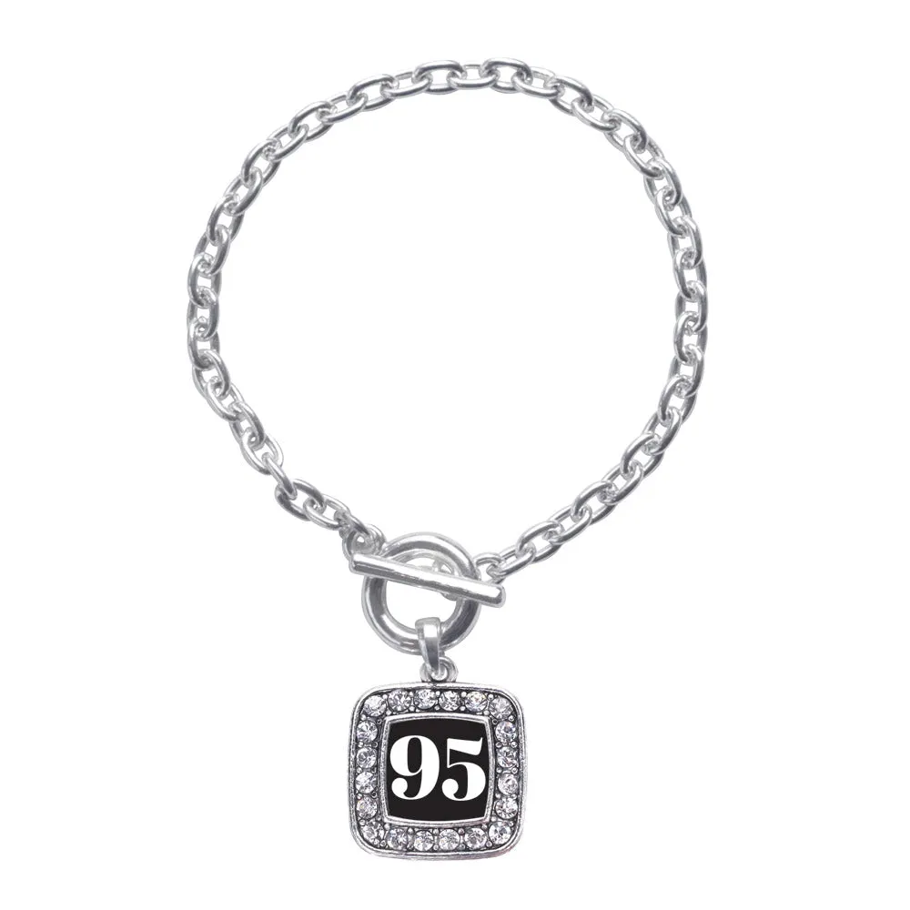 Silver Sport Number 95 Square Charm Toggle Bracelet