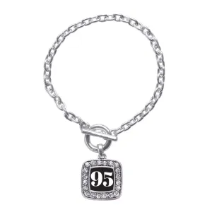 Silver Sport Number 95 Square Charm Toggle Bracelet