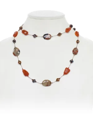 Spotted Chalcedony, Carnelian, Moonstone, Pyrite