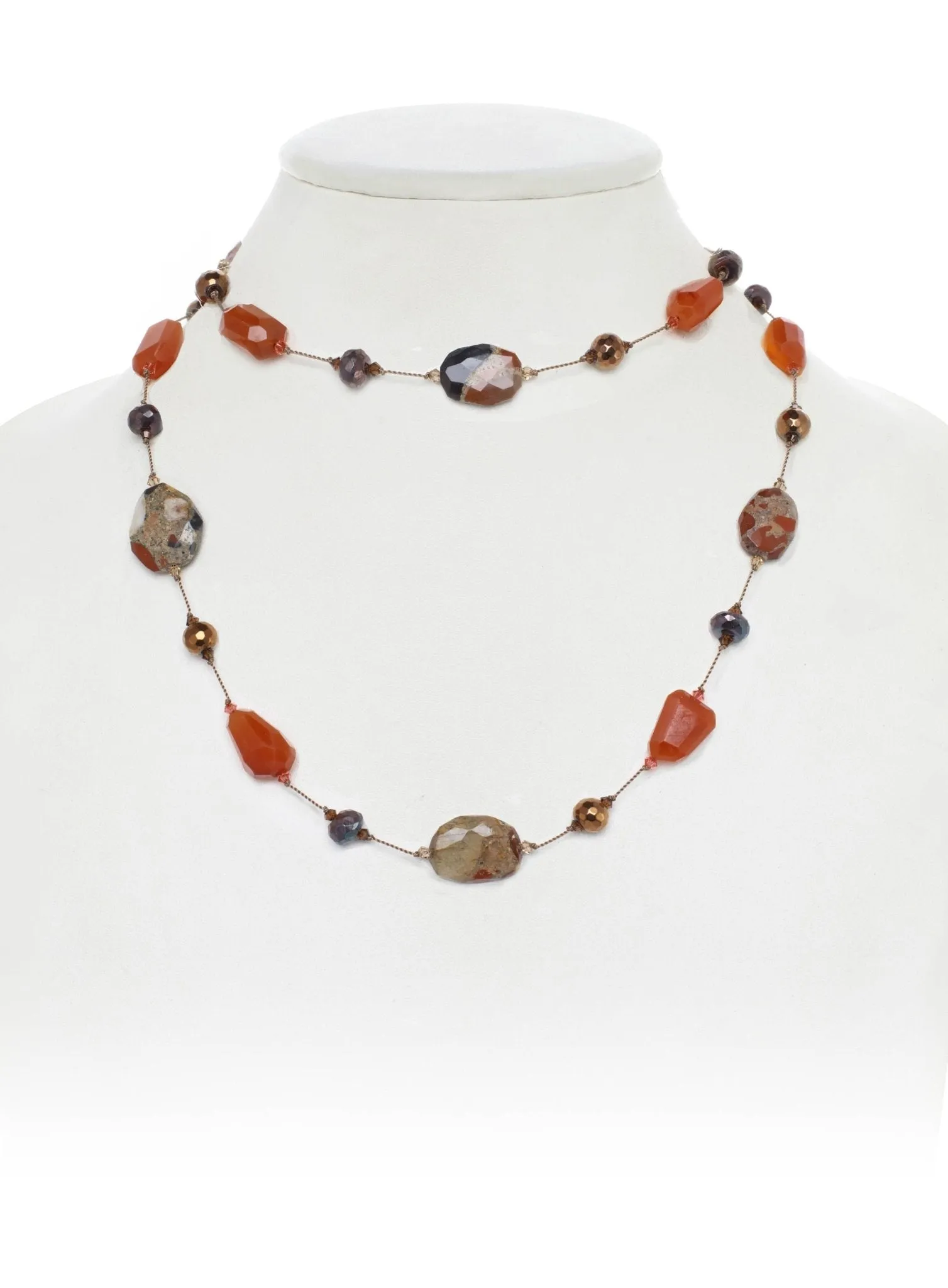 Spotted Chalcedony, Carnelian, Moonstone, Pyrite