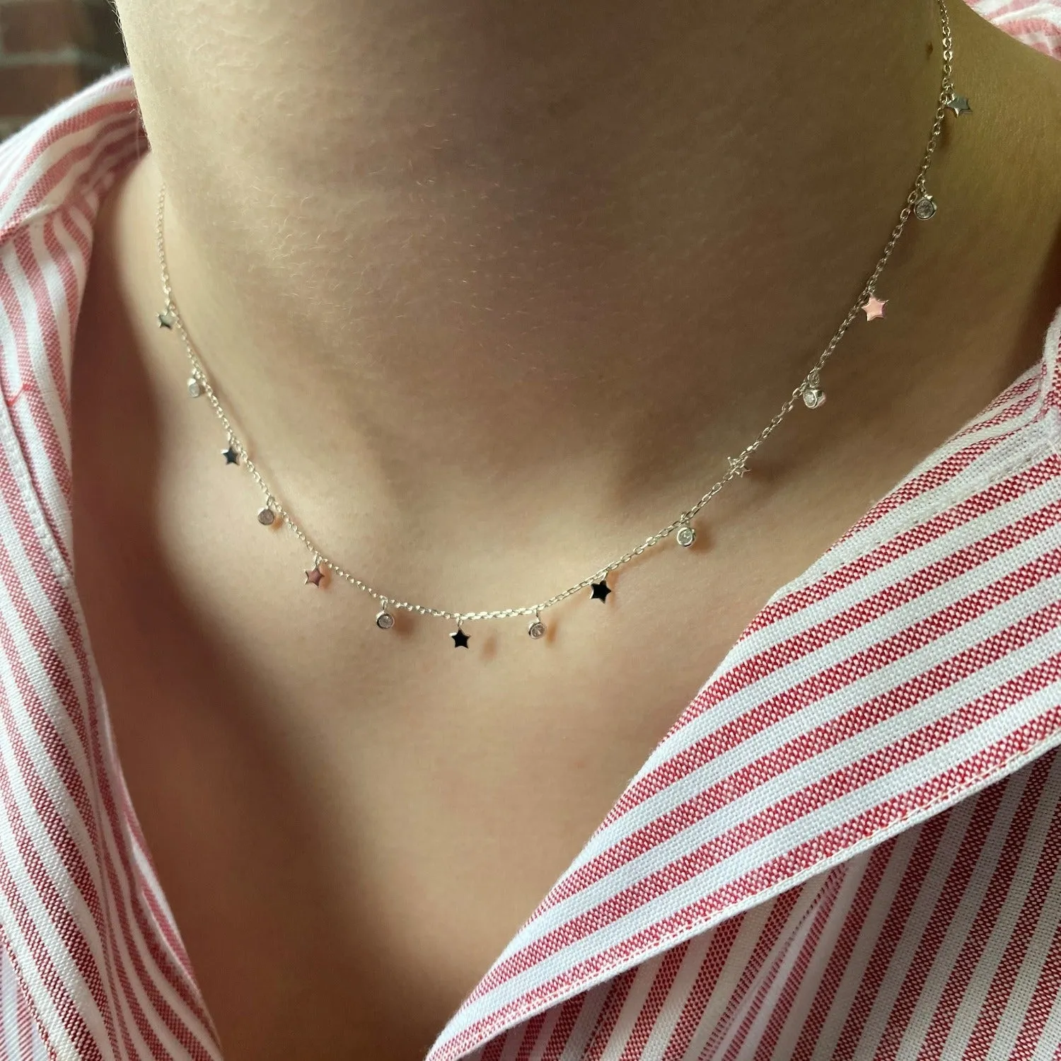 Star and Moonstone Shaker Necklace