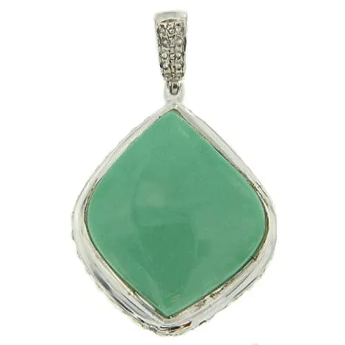 Starborn Sterling Silver Variscite and White Topaz Pave Pendant