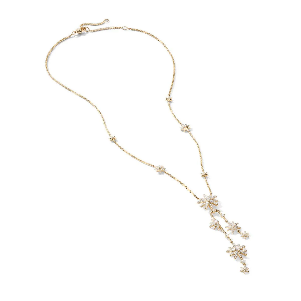 Starburst Cluster Necklace in 18K Yellow Gold with Full Pave Diamonds