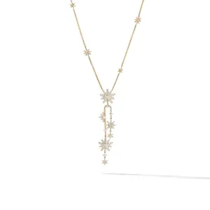 Starburst Cluster Necklace in 18K Yellow Gold with Full Pave Diamonds