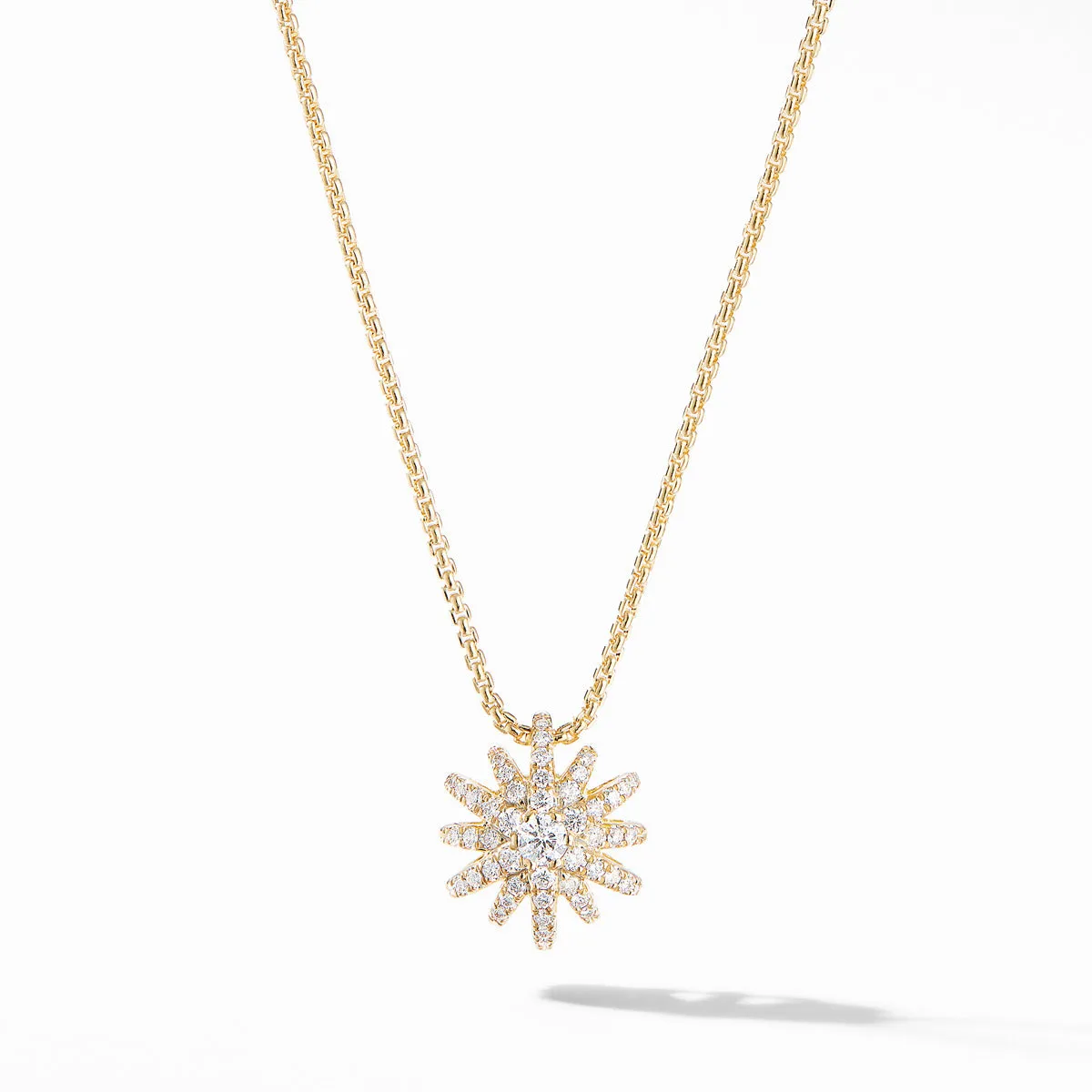 Starburst Pendant Necklace in 18K Yellow Gold with Pave Diamonds