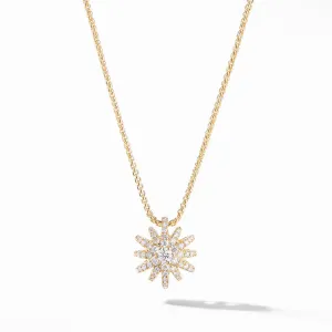 Starburst Pendant Necklace in 18K Yellow Gold with Pave Diamonds