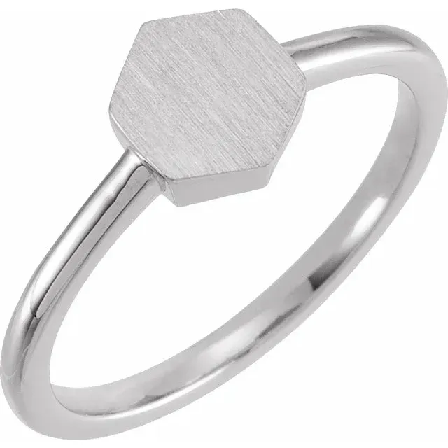 Sterling Silver 9.5x8 mm Geometric Signet Ring