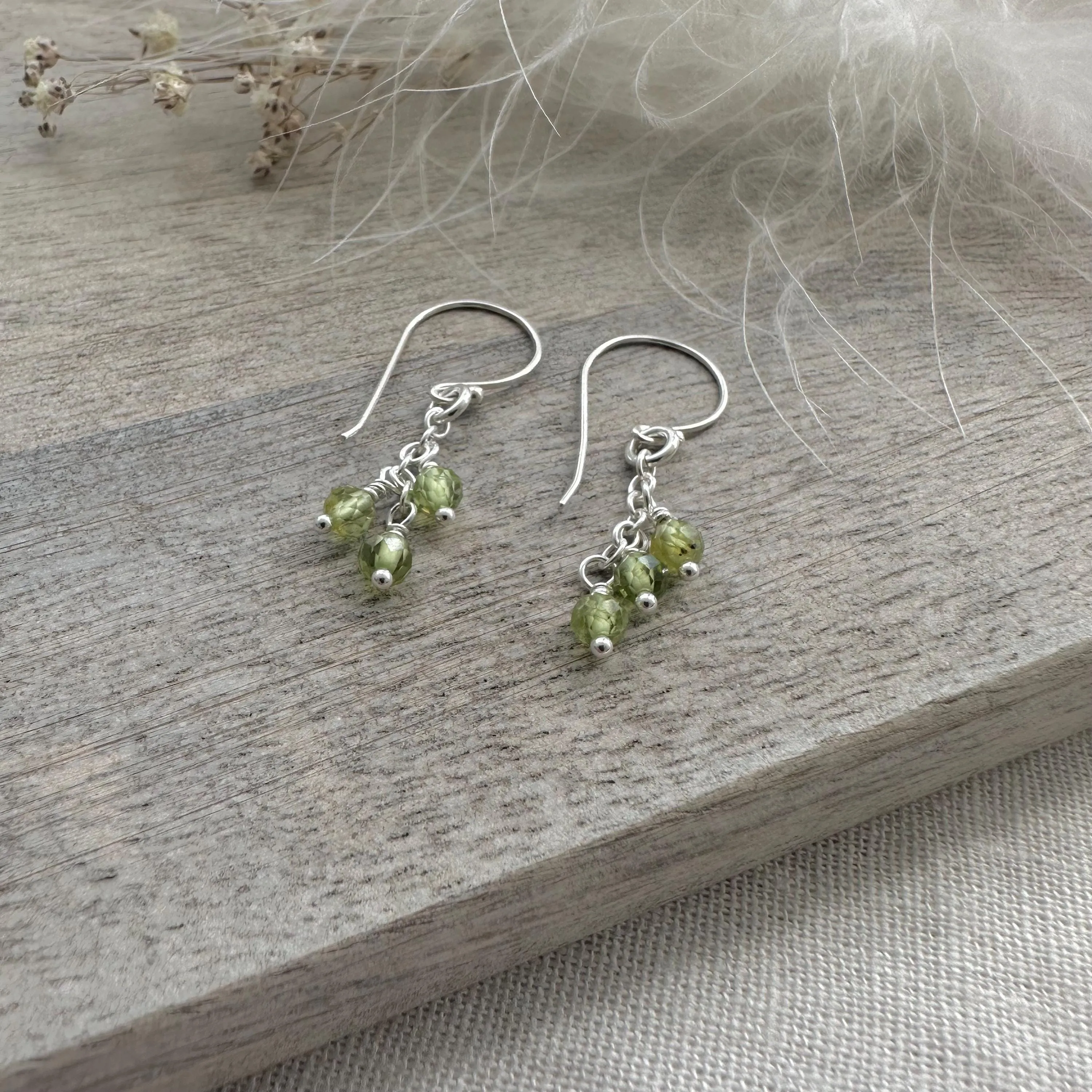 Sterling Silver Peridot August Birthstone Earrings, Cascade Earrings