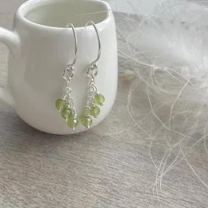 Sterling Silver Peridot August Birthstone Earrings, Cascade Earrings
