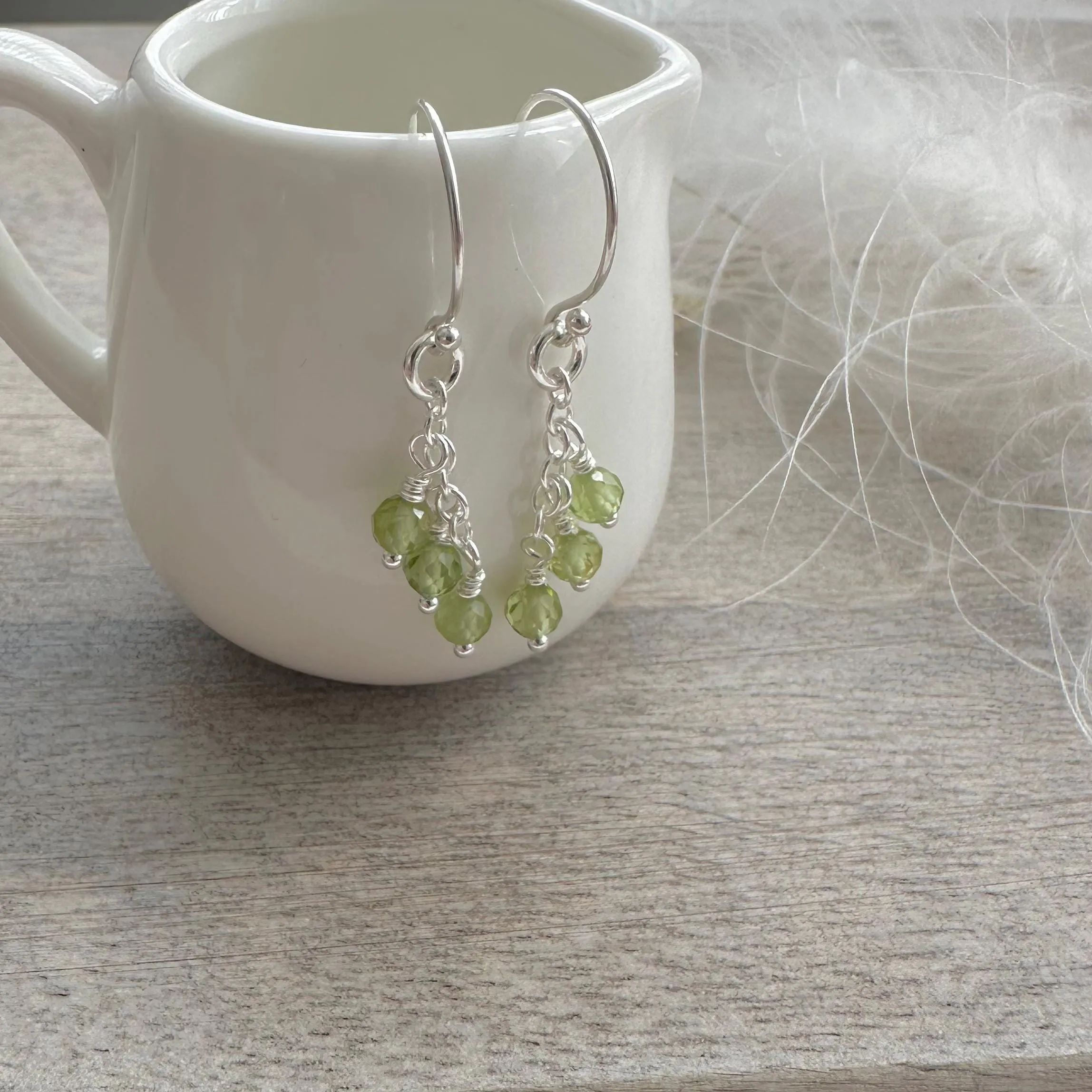 Sterling Silver Peridot August Birthstone Earrings, Cascade Earrings