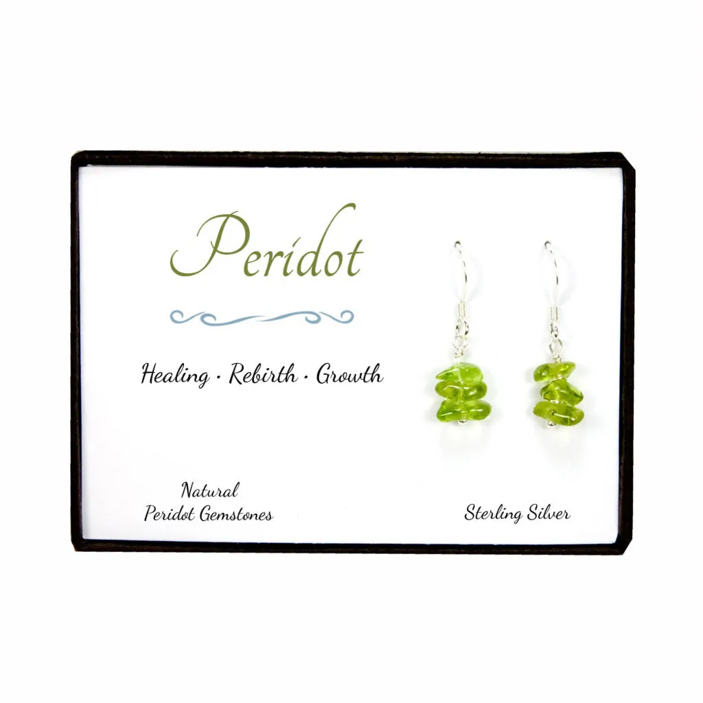 Sterling Silver Peridot Chip Gemstone Dangle Earrings