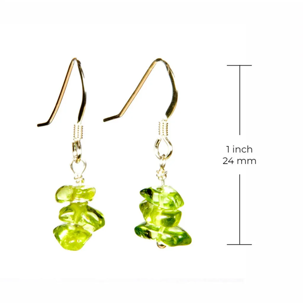Sterling Silver Peridot Chip Gemstone Dangle Earrings