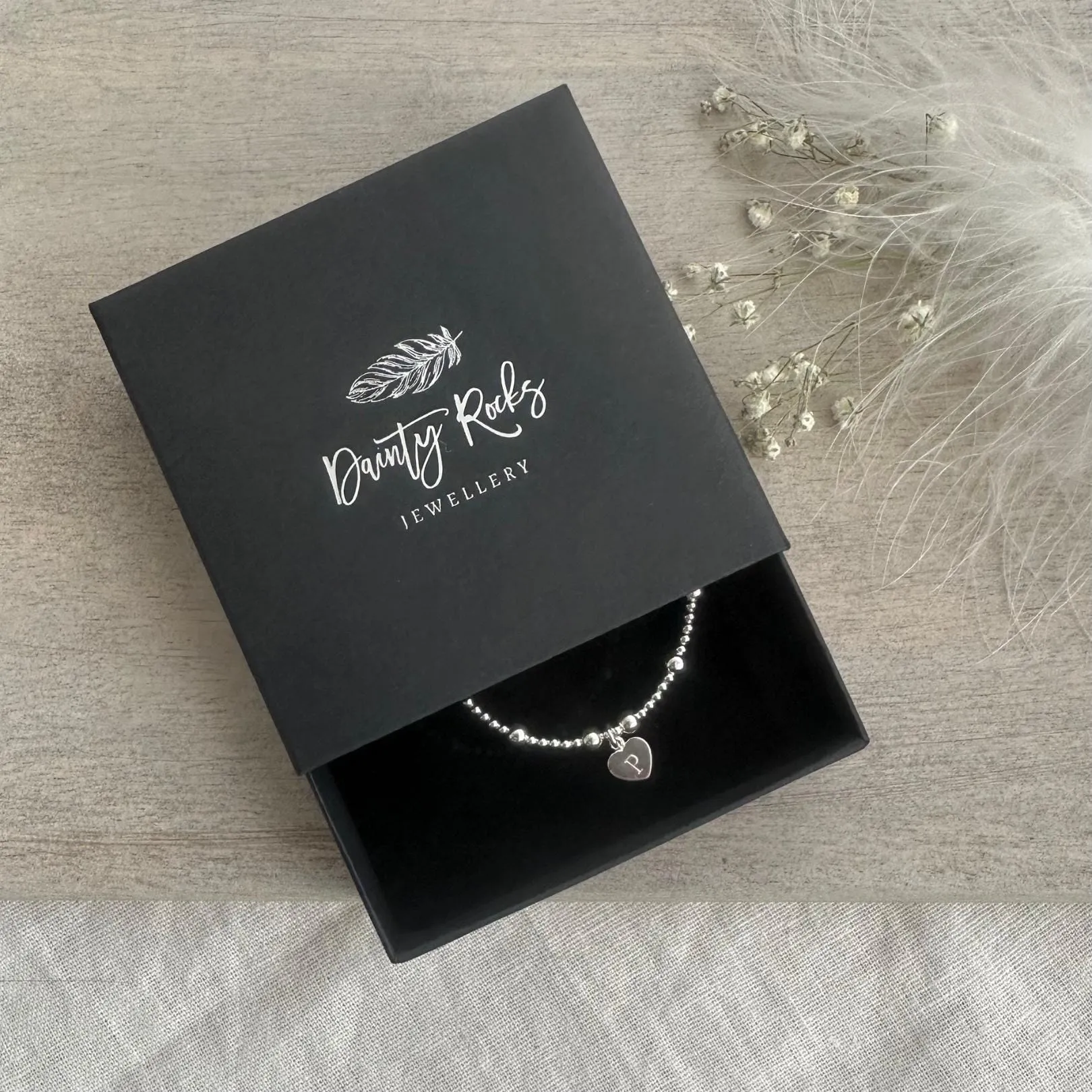 Sterling Silver Personalised Initial Bracelet Set, Crystal Birthstone Stacking Bracelet Set