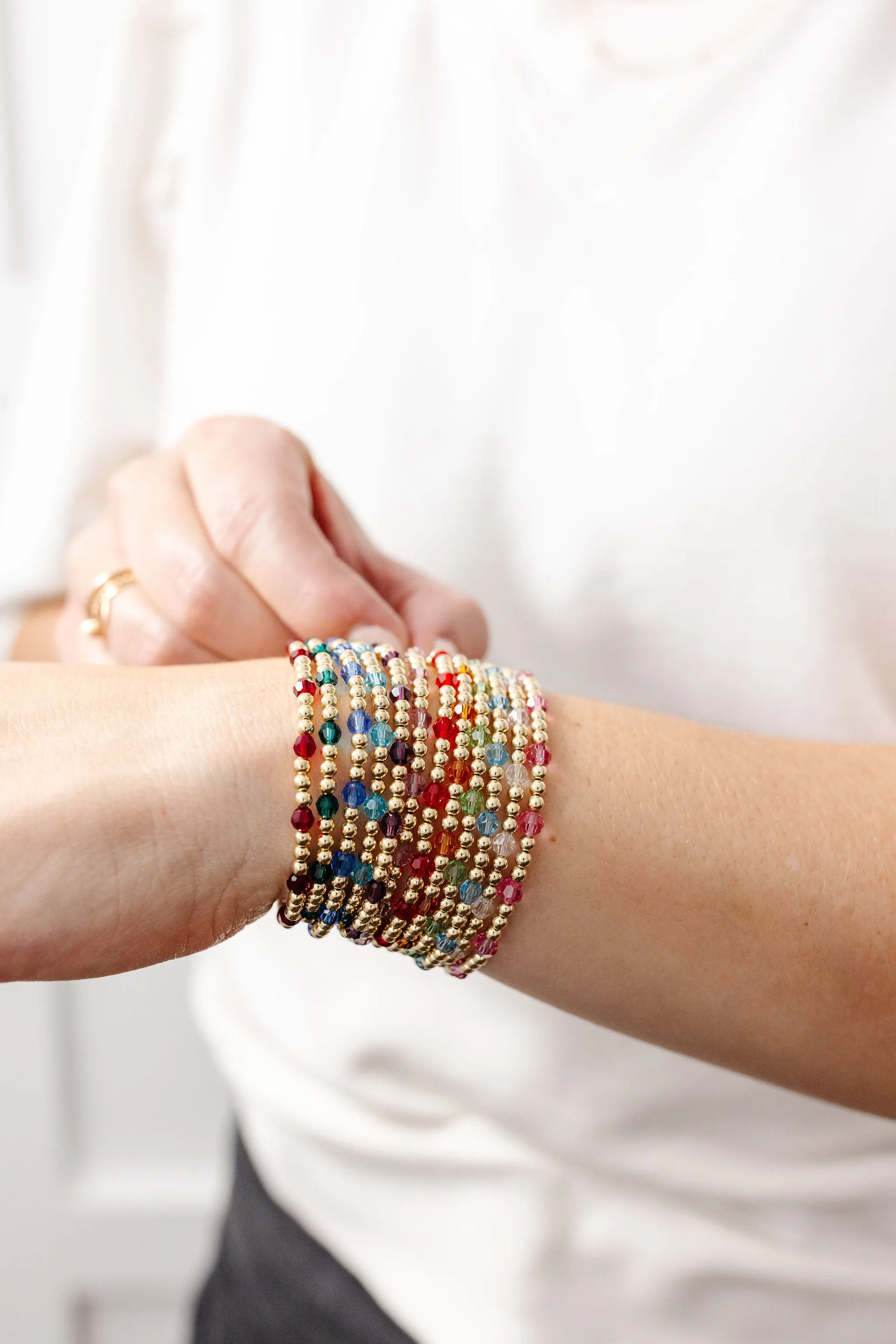 Stretchy August Birthstone Adult Dotted Bracelet (3MM   4MM beads)