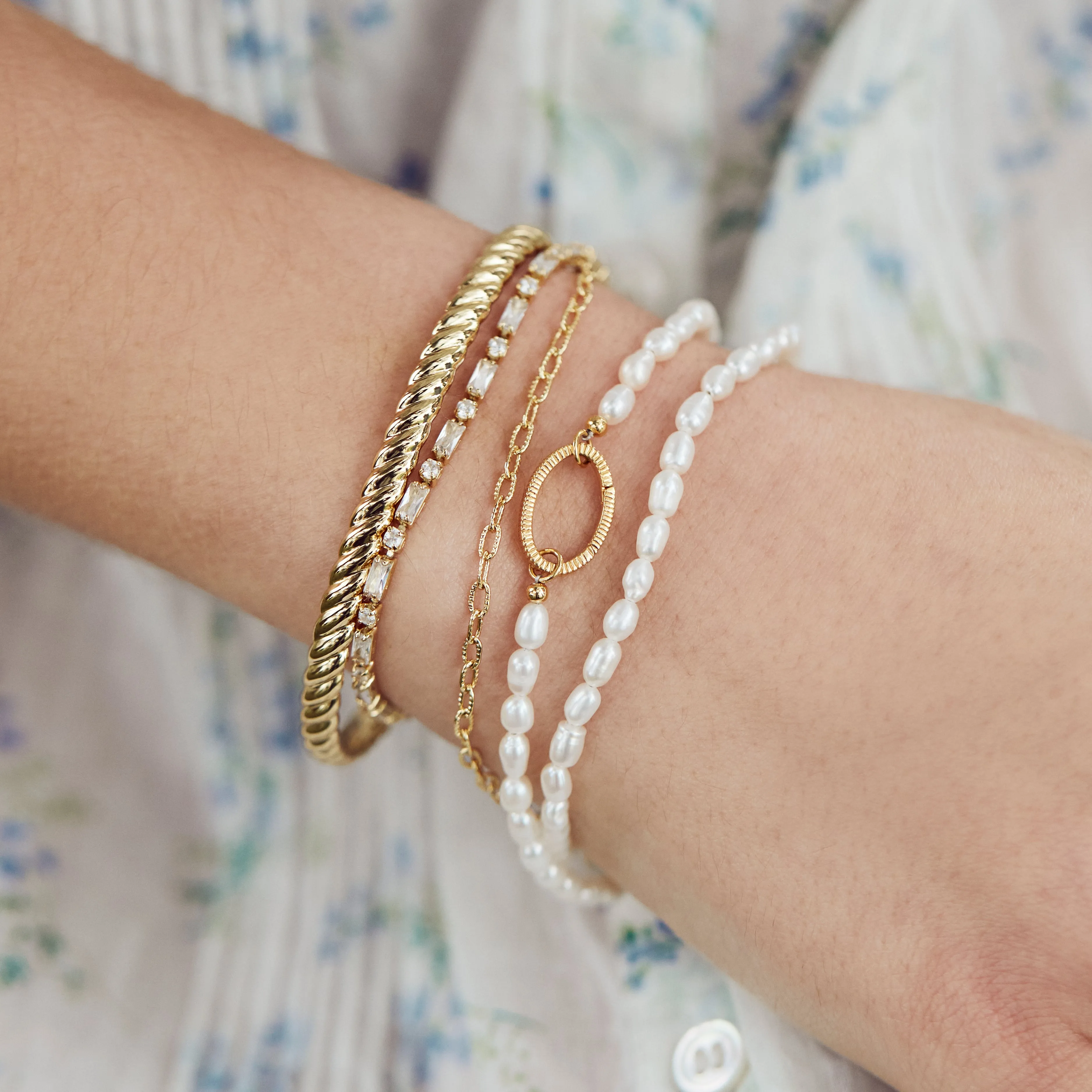 Sunray Link Chain Bracelet & Twist Cuff Set