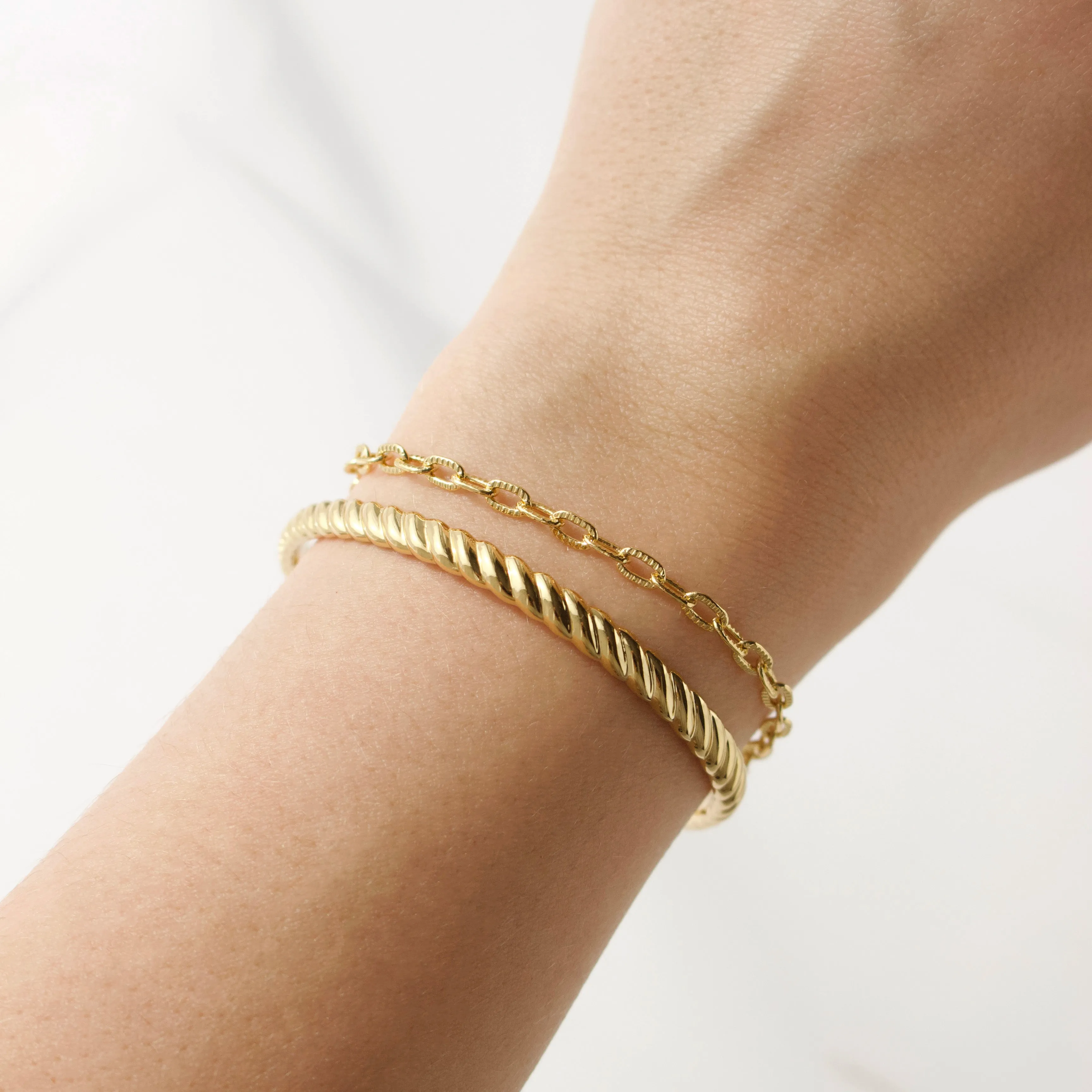 Sunray Link Chain Bracelet & Twist Cuff Set