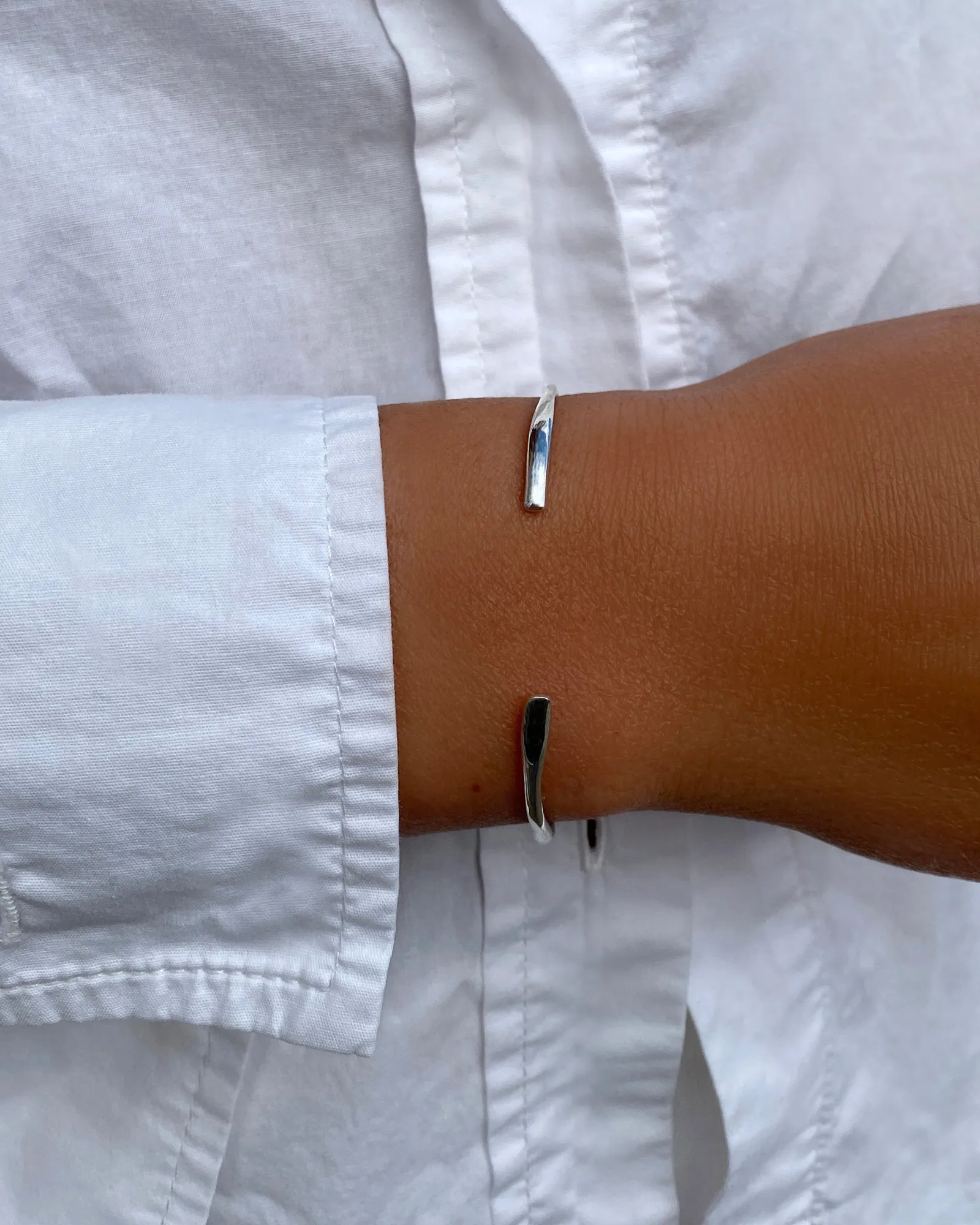 Swell Cuff Bracelet | Solid White Gold