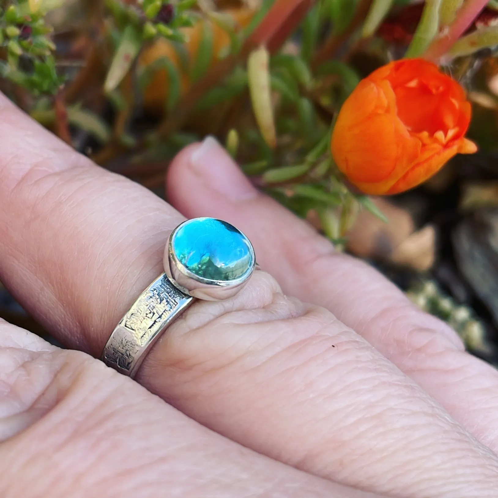 Swiss Blue Topaz and Sterling Silver Ring