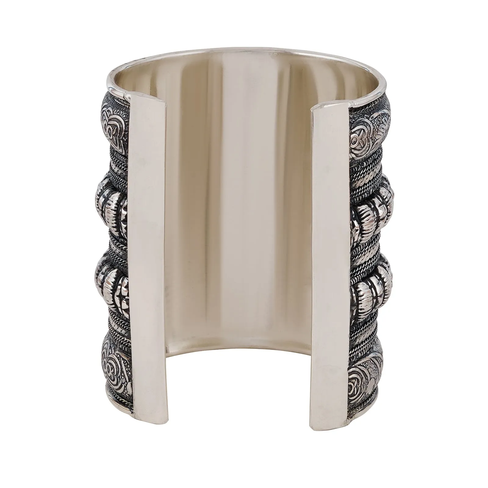 Teejh Dhel Silver Oxidised Cuff Bracelet