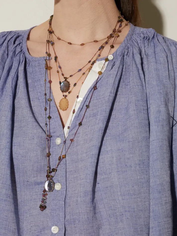 Tibetan Necklace - Labradorite Blue