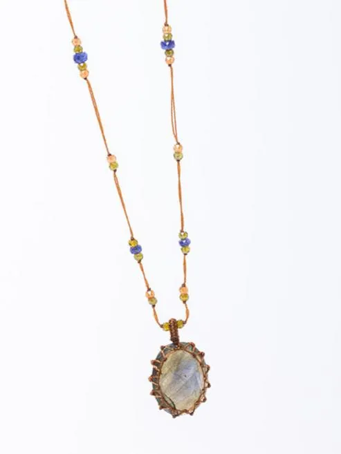 Tibetan Necklace - Labradorite Blue