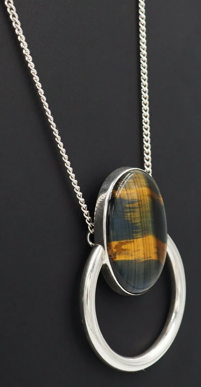 Tigers Eye 925 Sterling Silver Necklace - Fine Statement Jewellery