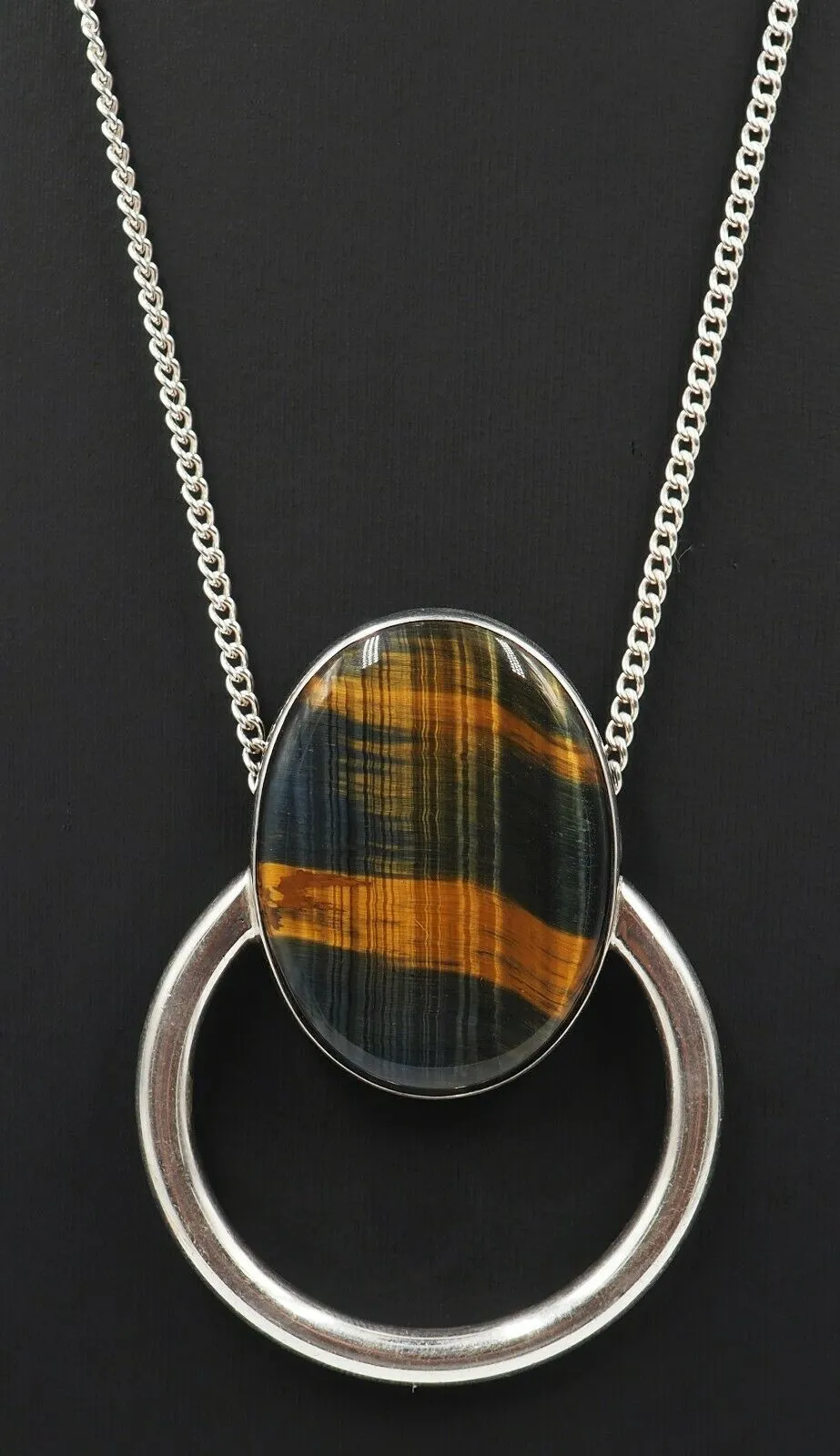 Tigers Eye 925 Sterling Silver Necklace - Fine Statement Jewellery