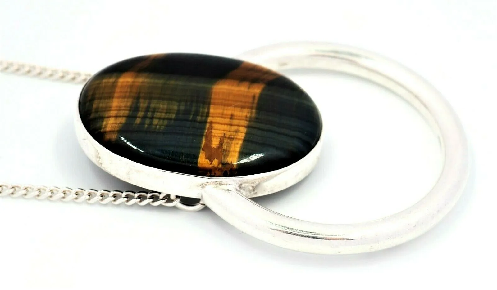 Tigers Eye 925 Sterling Silver Necklace - Fine Statement Jewellery