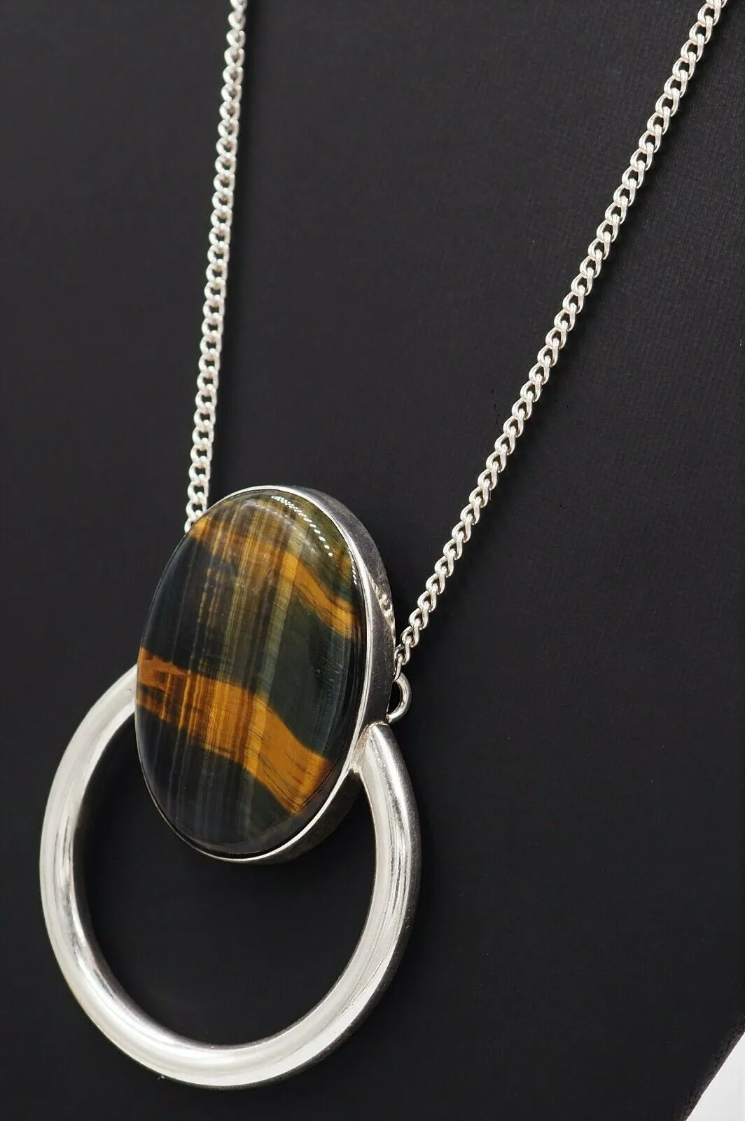 Tigers Eye 925 Sterling Silver Necklace - Fine Statement Jewellery