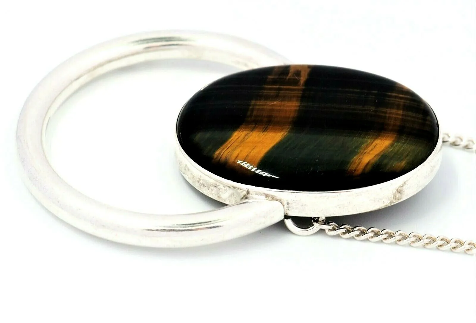 Tigers Eye 925 Sterling Silver Necklace - Fine Statement Jewellery