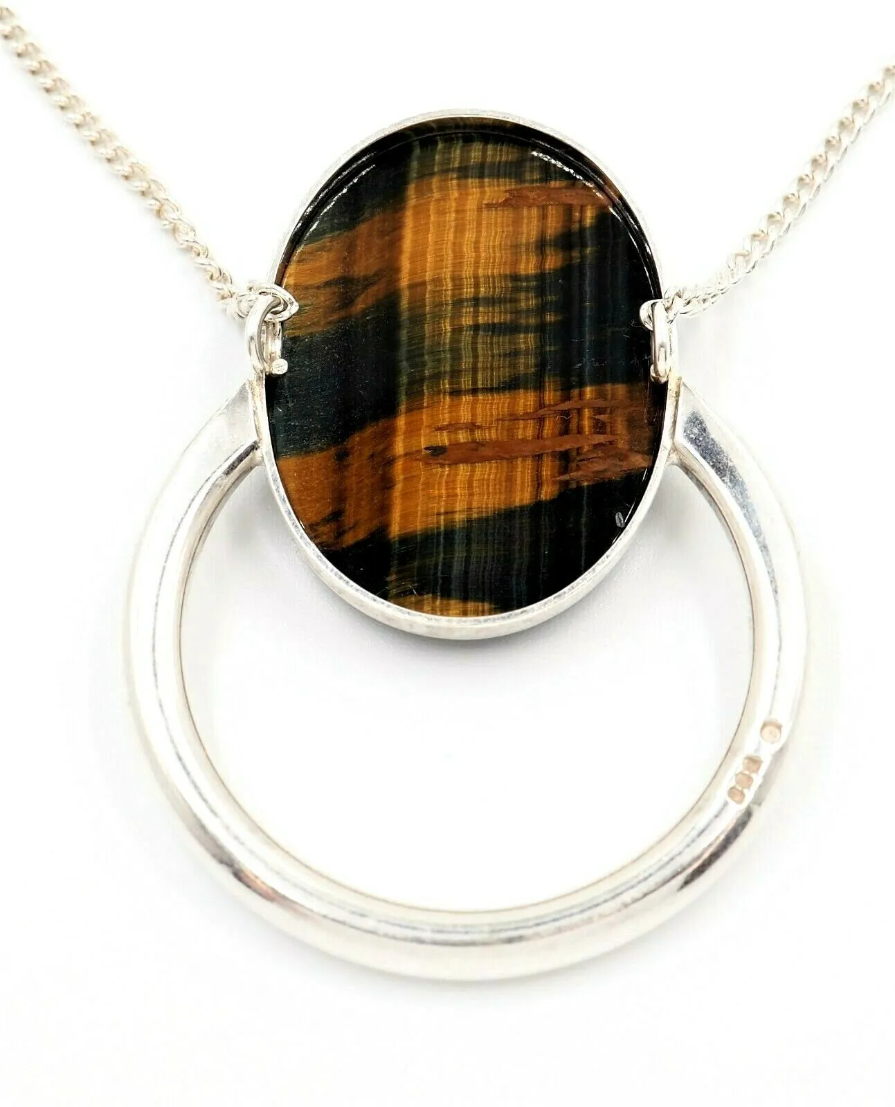 Tigers Eye 925 Sterling Silver Necklace - Fine Statement Jewellery