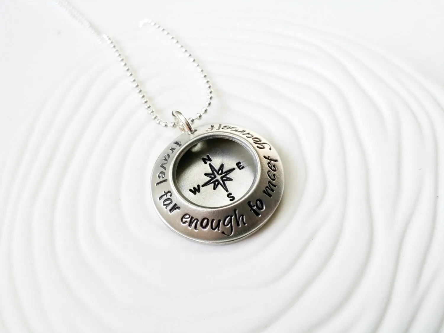 Travel Far Enough to Meet Yourself | Compass Necklace Locket
