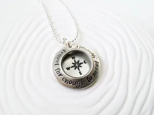 Travel Far Enough to Meet Yourself | Compass Necklace Locket