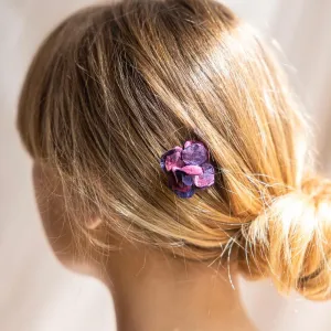 Trio de barrettes fleurs en papier violet