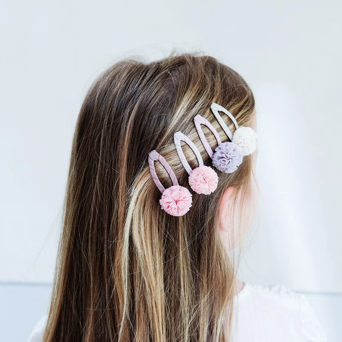 Tulle Pom Clic Clac Hair Clips