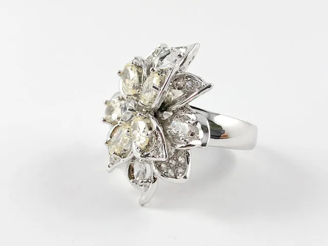 Unique Elegant Flower Petal Design Brass Ring