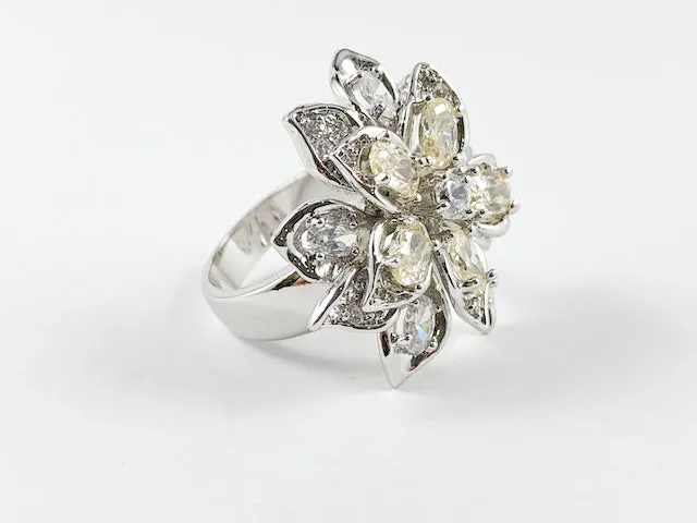 Unique Elegant Flower Petal Design Brass Ring