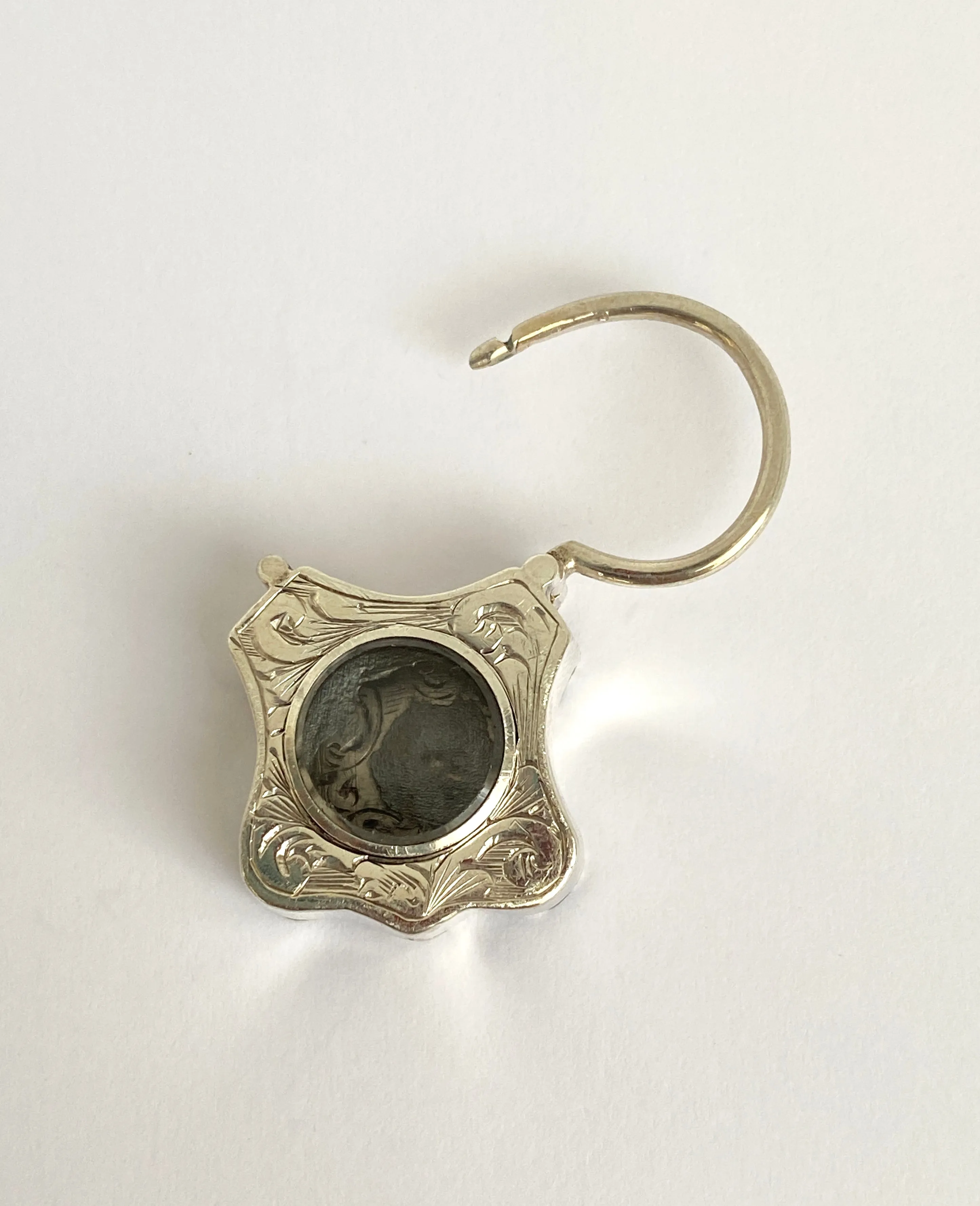 Victorian, Antique, Solid Silver Padlock clasp, Hallmarked, Silver, Birmingham, 1885