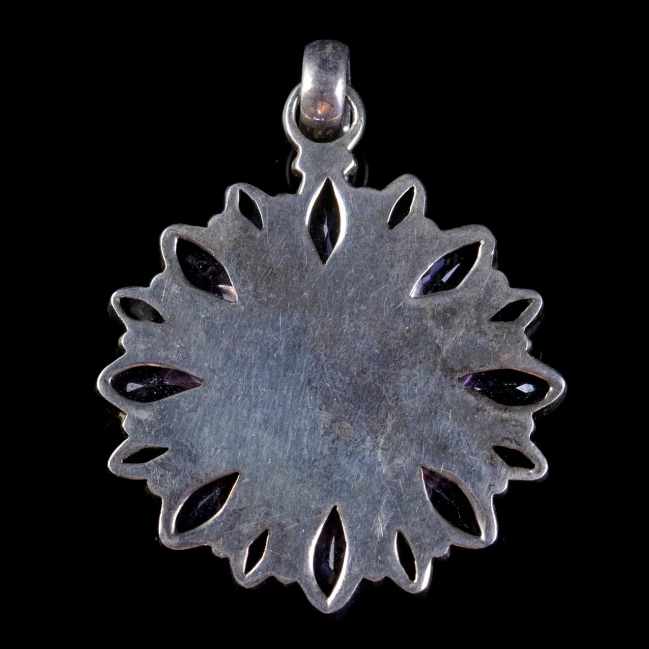 Vintage Amethyst Flower Pendant Silver