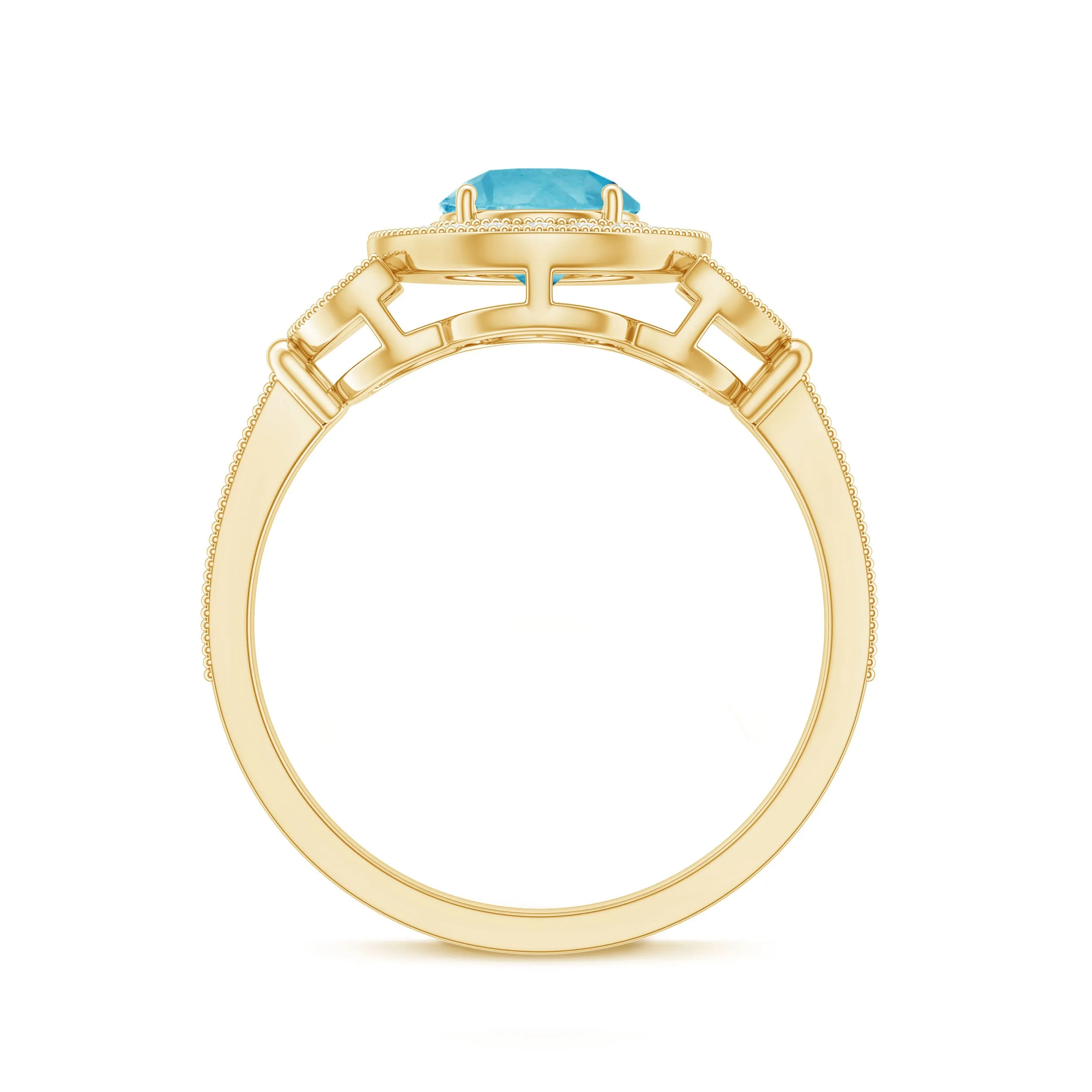 Vintage Inspired Swiss Blue Topaz and Diamond Engagement Ring