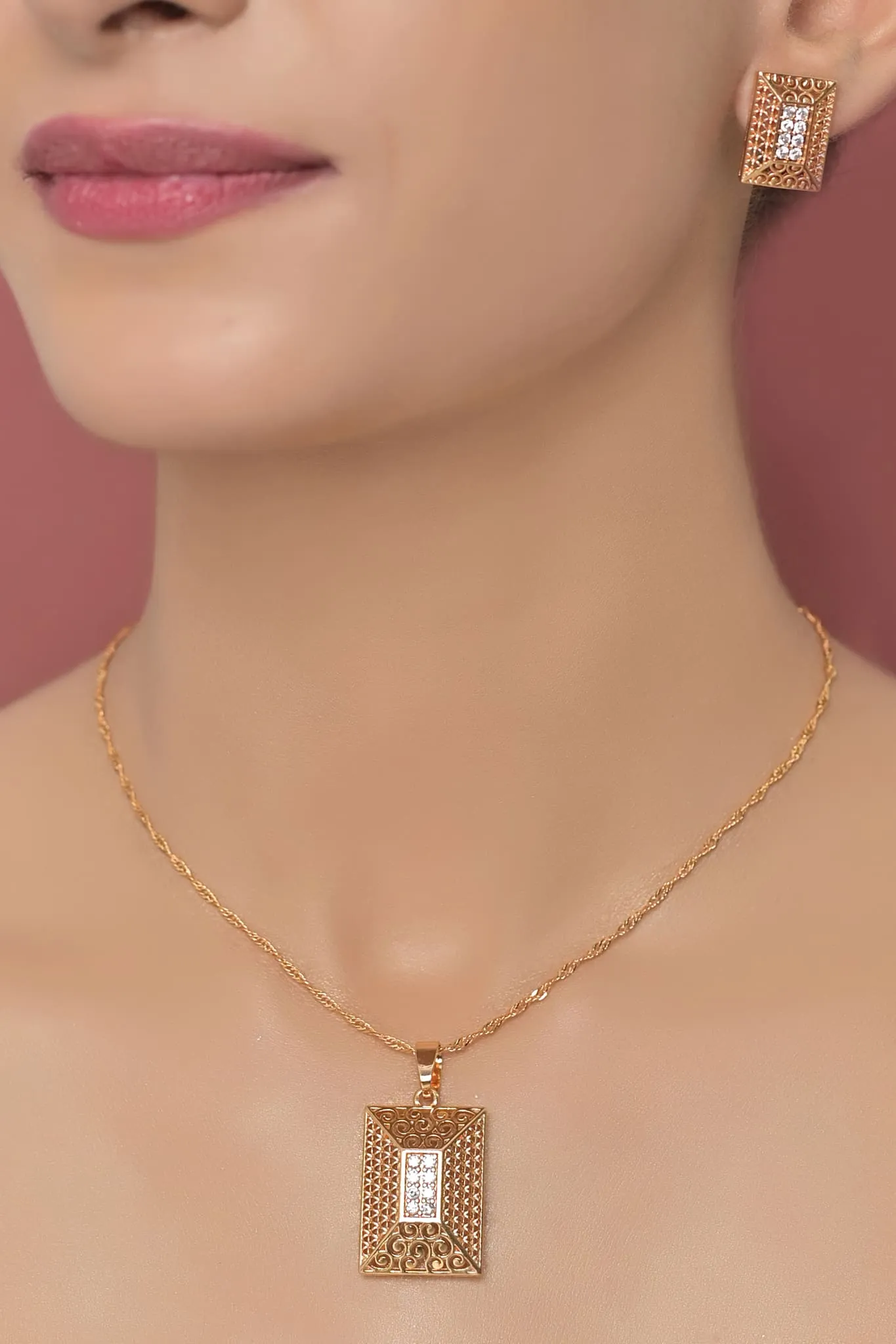 Vintage Locket Set OLJ-238-Golden